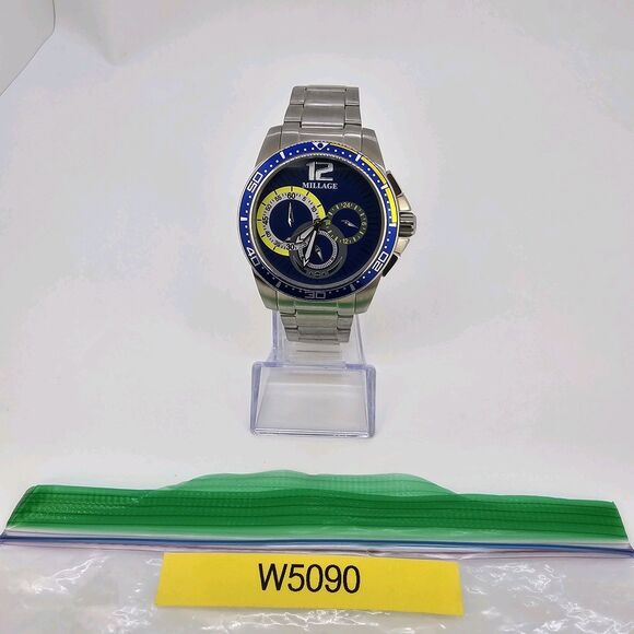 Millage Men's Watch 44MM Blue Dial Gray Bracelet Band 6.5" Wrist New Battery - Picture 13 of 13